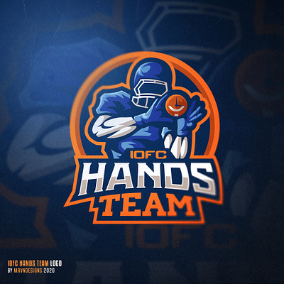 IOFC Hands Team art blue bold branding cool design esports football gaming logo illustration logo mascot nba nfl orange sports typography ui ux vector