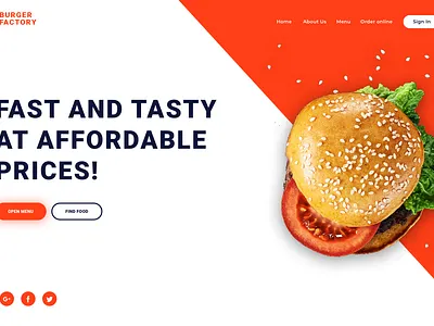 Burger Restaurant Website burger cafe food drink interaction interface marketing minimalistic restaurant trendy design web desing