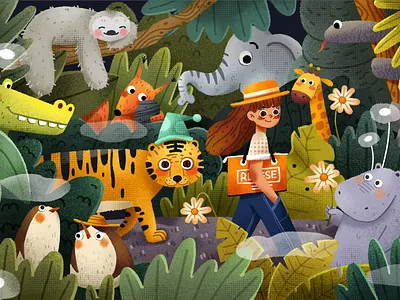 animal animal illustration branding design flat illustration typography vector web website