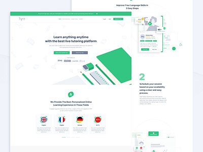 Tyro Landing Page Concept concept design education illustration landing landing page redesign ui web webdesign