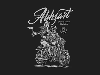Bike & Women akhzart apparel design band merch bikers brand clothing design graphic design harley davidson illustration motorcycle skull vector