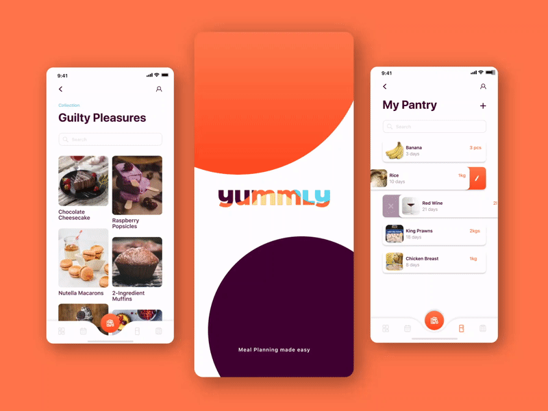 Login & Signup Screen Transition animation app circles grid login masonary mobile mobile app orange purple recipe signup transition ui uiux