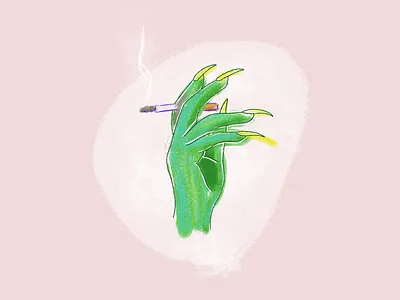 Lizard cigarette digital illustration digital painting hand illustration lizard