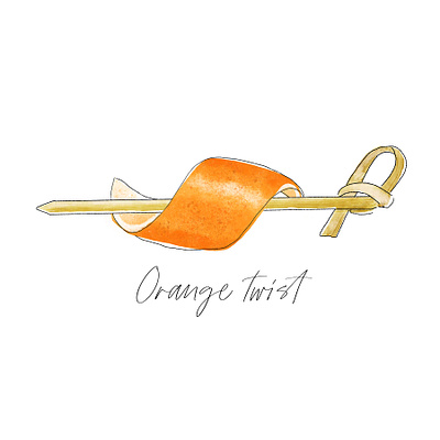 Orange Twist cocktail digital painting illustration orange