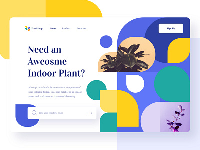 Plant Shop Web clean colorful design geometric header layout minimalist modern plant simple ui web webdesign