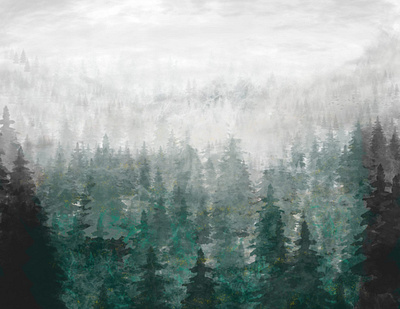 Foggy Trees digital painting digital watercolor foggy forest illustration landscape nature illustration trees