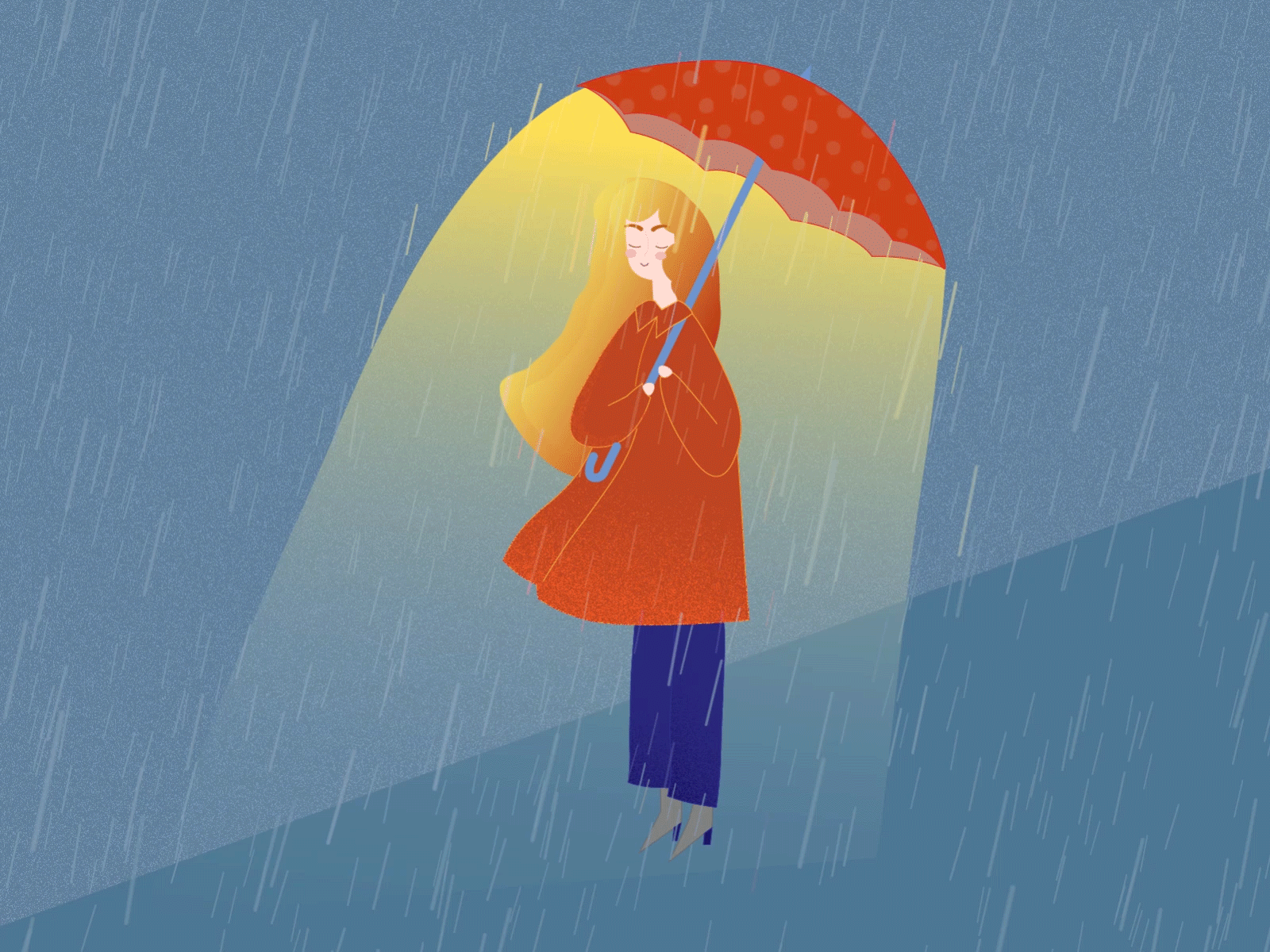 Rainy Days 2d character after effects animation aftereffects animation character character design design flat illustration illustrator rain vector woman