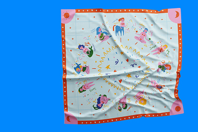 Scarf 'Zodiac' character character design cosmos flower illustration nature scarf stars textile vector zodiac zodiac sign