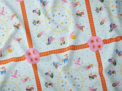 Fabric 'Zodiac' bloom character character design design fabric flat flower illustration nature textile vector zodiac