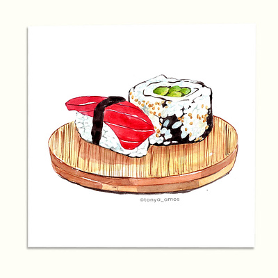 Japanese food illustration illustrator sushi illustration watercolour illustration