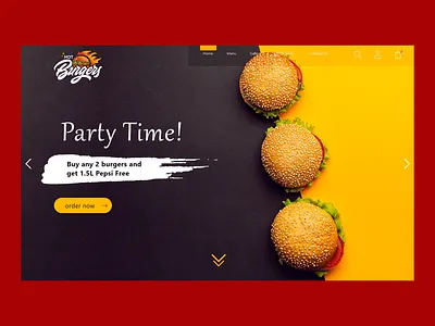 Website Landing Page - Hot Burgers adobe adobe xd aesthetic creative design hotcolurs pantone post research rgb typography webdesign webmockup wireframes