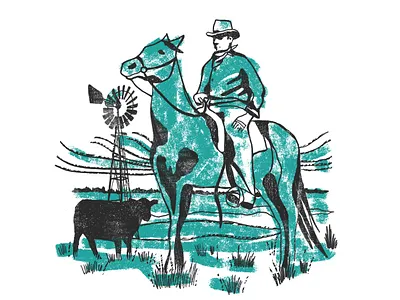 Western country cow cowboy graphicdesign horse illustration vintage vintage illustration western