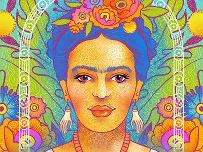 Frida Khalo design digital illustration flowers illustration frida kahlo illustration portrait procreateapp