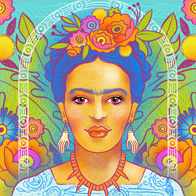 Frida Khalo design digital illustration flowers illustration frida kahlo illustration portrait procreateapp