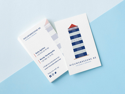 Nieuwsbredene.be Business Card branding business card illustration logo newspaper water tower