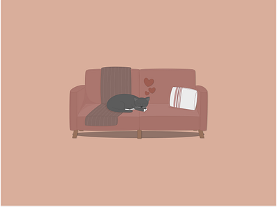 Weekly Warm-Up #5: Kitty Couch Snoozes cat couch design figma graphic design illustration kitty shading sleeping weeklywarmup