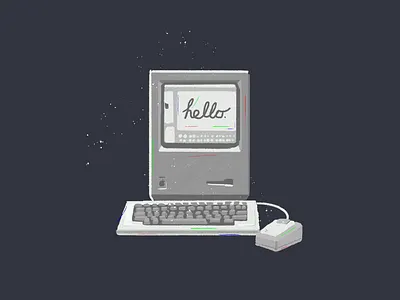 mac 1980s 1984 apple computer illustration keyboard mac mac os macintosh mouse tech vintage