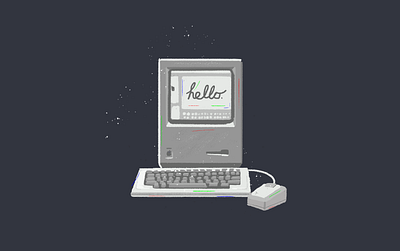 mac 1980s 1984 apple computer illustration keyboard mac mac os macintosh mouse tech vintage