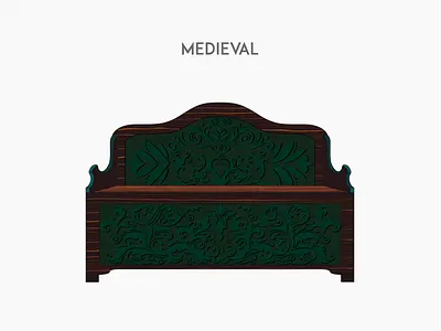 Medieval sofa chair deck flat furniture sofa vector