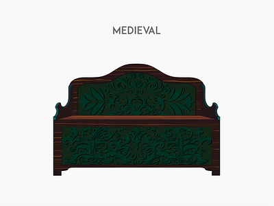 Medieval sofa chair deck flat furniture sofa vector