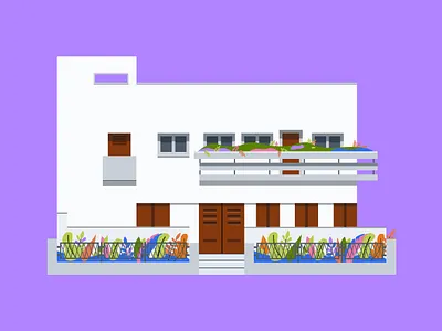 Buahuas Soskin House architecture bauhaus design illustration israel vector
