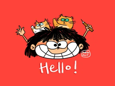 Hello, Dribbble! art artist cat lover cats children book illustration first shot firstshot illustration illustration art photoshop