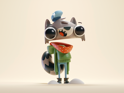 Rukus 2022 3d b3d blender cute illustration isometric low poly raccoon render rukus