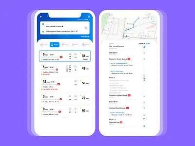Public Transport Concept App app app design branding bus current location design homepage journey planning location map mobile app public transport route transport transportation travel ui walking