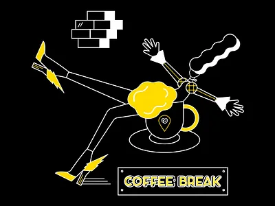 Coffee Break coffee break coffee cup creative dark design details flat flat illustrator girl illustration minimalistic shot vector web yellow