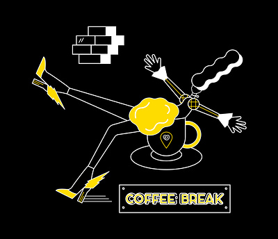 Coffee Break coffee break coffee cup creative dark design details flat flat illustrator girl illustration minimalistic shot vector web yellow