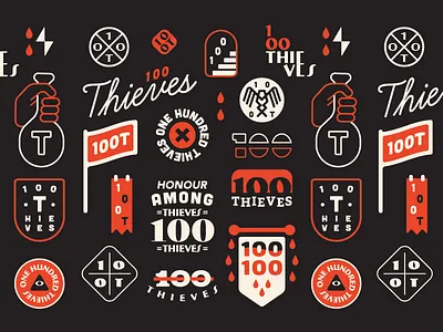 100 Thieves badge banner branding eagle flag gaming icon identity identity branding logo mark thief thieves type