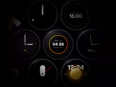 Watch Faces Gallery analog andorid android wear apple apple watch clean clock dark dark mode digital ios iwatch night mode simple time watch app watch face watch os watch ui