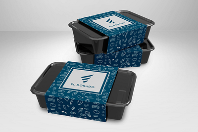 EL DORADO takeout Food box branding design flat illustration logo minimal typography vector
