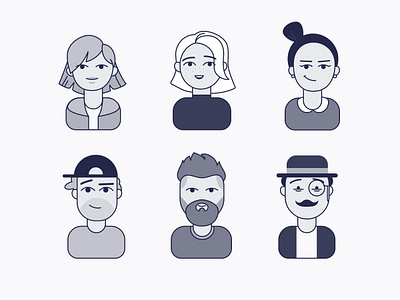 Faces avatars character design faces flat illustration illustration peoples vector