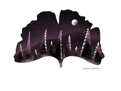 ginkgo nights art ginkgo illustration illustration digital ipadpro kiasue leaf nights nightsky procreate procreate drawing procreate illustration wood