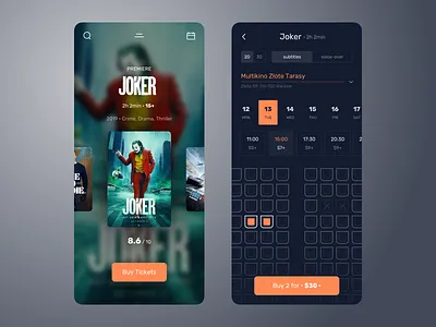 Movie Tickets App app design clean dark ecommerce interface ios iphone minimal mobile movie product round simple ui ui design uiux user experience user inteface ux ux design