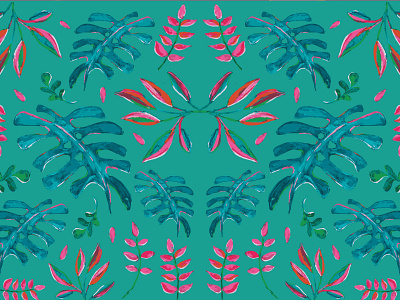 Turquoise Tropical Pattern acrylic art handmade illustration painting pattern pattern art patterndesign patterndesigner patterns