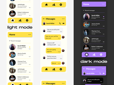 DailyUI #013 - Direct Messaging app branding chat dailyui dailyui13 dark mode darkmode design illustration logo messages messaging mobile typography ui ux web website