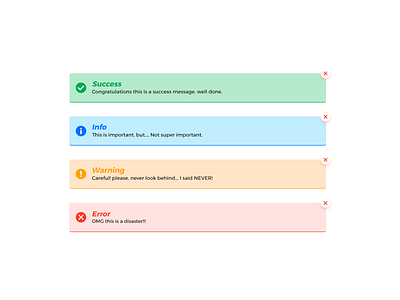 Alert Message rebound - version 2 alerts component design error icons info messages module ps reports success toasts ui warning