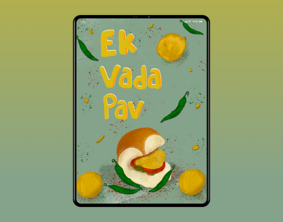 Ek Vada Pav artwork chili pepper digital art digital illustration digital painting food foodie foodies foodillustration graphic graphic design graphic designer illustration illustration art indian indianfood ipad ipadpro procreate spicy