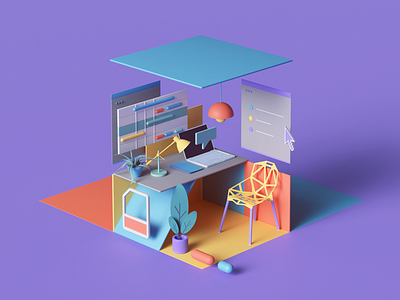 Time Management 3d 3dart abstract branding c4d cinema4d colors design geometric illustration isometric octane octanerender petertarka render time ui ux web webdesign