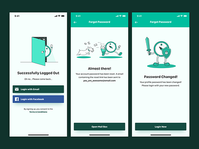 Travel App UI app avatar character design forgot password logout illustration mascot mobile ui password changed travel app