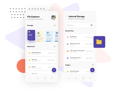 File Management App Design android app dropbox explore file explorer file management file manager files files and folder flat folders google drive internal storage ios app modern my files shadows