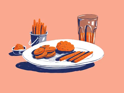 Prato dos dias. carrot drawing drink food illustration mrcoofs orange plate