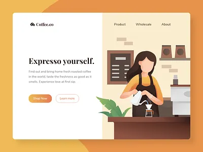 Exploration - Coffee Shop Landing Page coffee coffee shop design flat flat illustration flatdesign homepage human illustration landing page landing page design people ui vector vector illustration