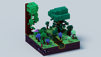 Voxel World - Gargantuan Forest 3d forest river trees voxel woods world
