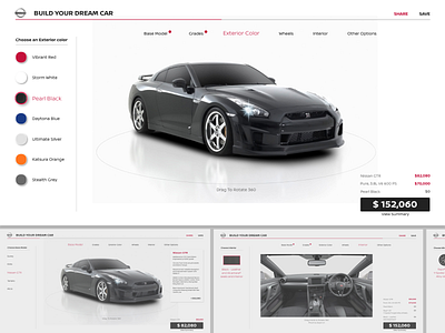 Car Configurator for nissan car clean ui ux