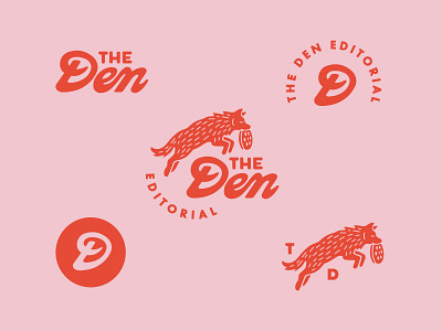 The Den Unused Logo System brand identity branding custom type custom wordmark lockup logo flash logo system retro script script wordmark vintage wolf illustration wolf logo