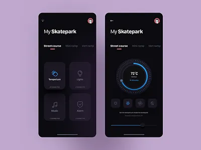 Skatepark IoT UI app design mobile skateboarding ui ux