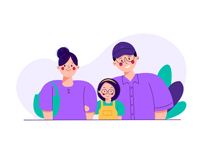 Family branding digital flat girl header illustration ui ux vector website